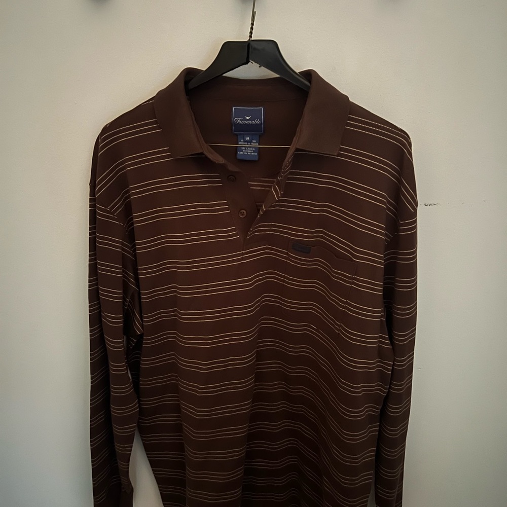 Faconnable long sleeve polo men’s large